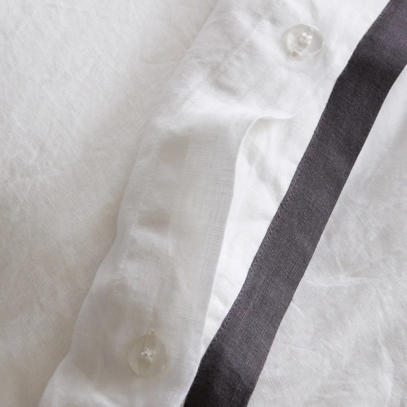 QUINCE EUROPEAN LINEN CONTRAST FLANGE DUVET COVER SET KING/CALKING - Picture 4 of 9